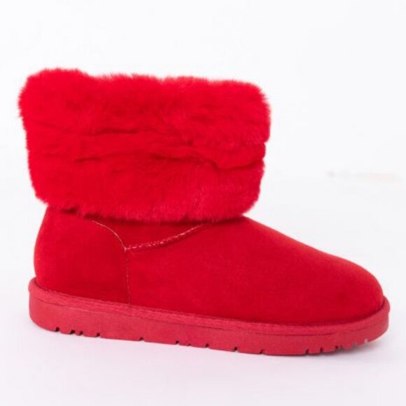 AZALEA WANG COZY MODE FLAT BOOTIE IN RED - Picture 5 of 8